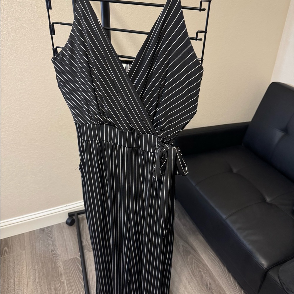 Black and White Striped Jumpsuit
